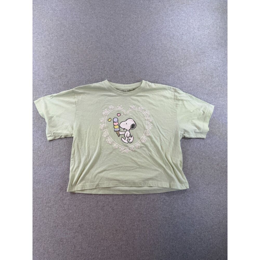 Peanuts Snoopy Ice Cream Graphic Crop T-Shirt Mint Green XS